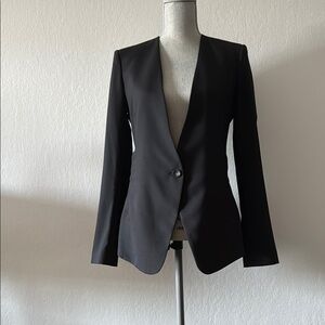 Helmut Lang Women's Smoking Tux Blazer Black Stretch Wool Size 2 NWT
